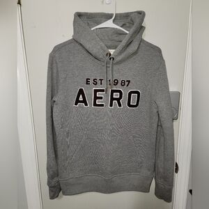 Aeropostale Logo Hoodie, Pullover Sweatshirt, Men's Size Small, Gray
